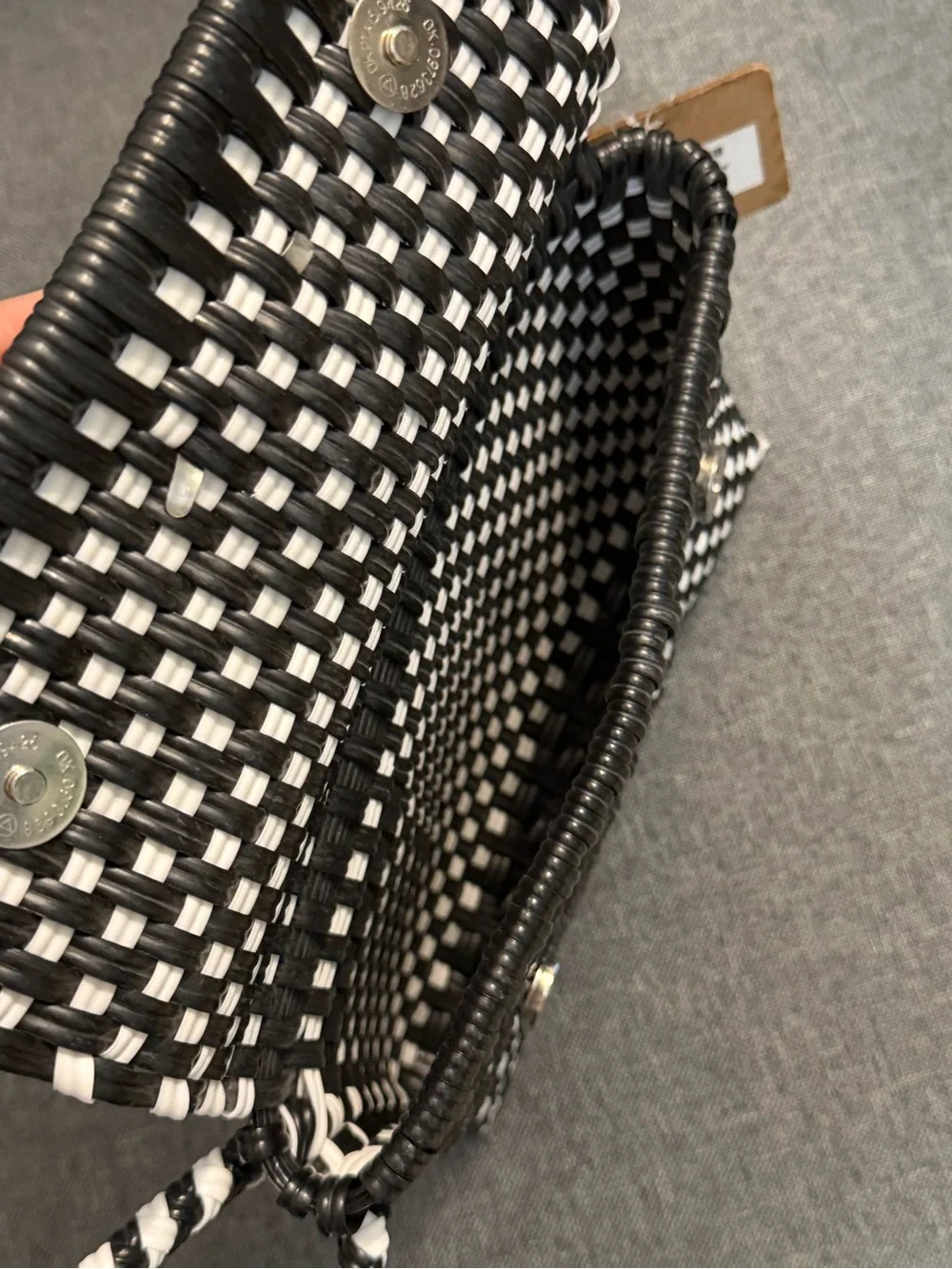 Maria Victoria Black & White Woven Wristlet Clutch